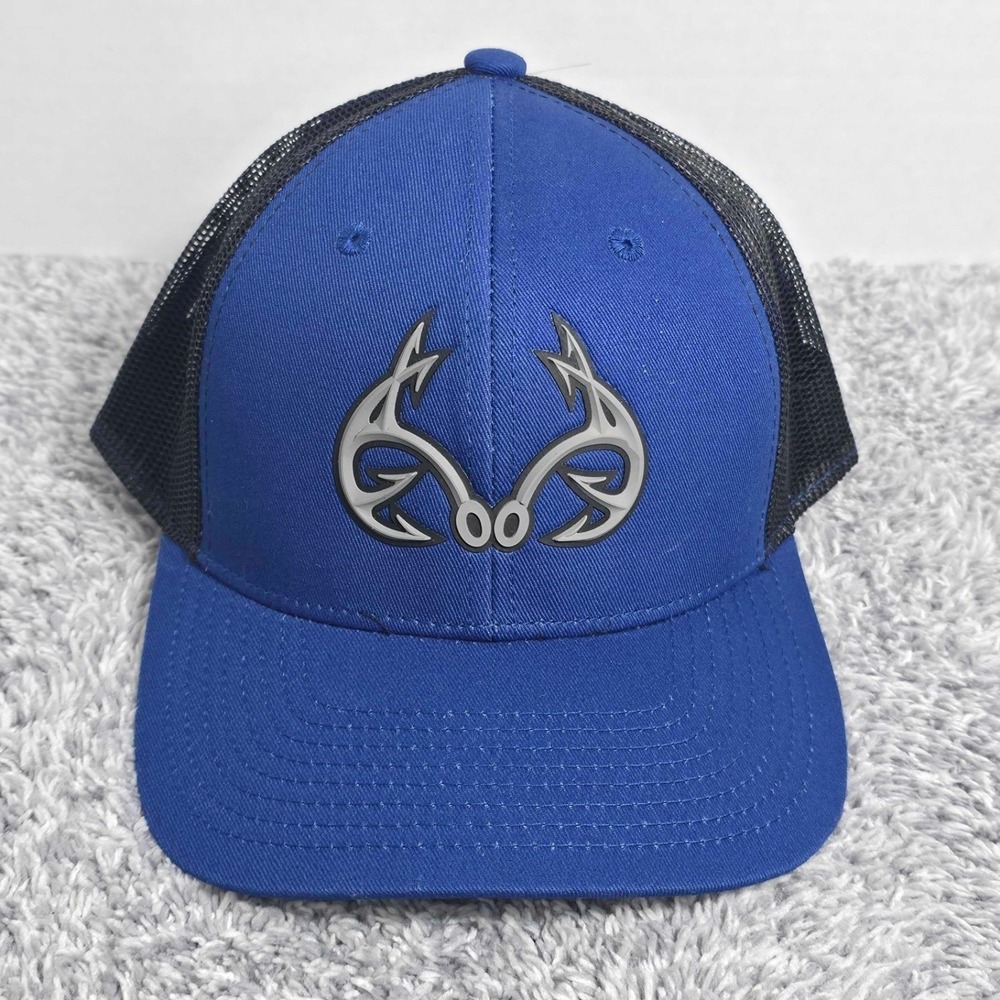 Realtree Fishing Antlers Meshback Snapback Cap Hat Royal Blue / Black NWT NEW